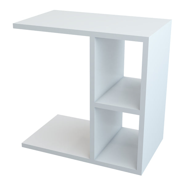 Table d'appoint rectangualire Ravnsborg avec 2 compartiments de stockage 50 x 50 x 30 cm blanc [en.casa]