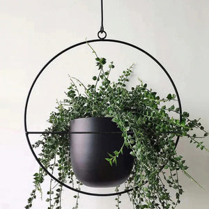 Lot de 2 supports de plante Opsterland à suspendre en métal noir [en.casa]