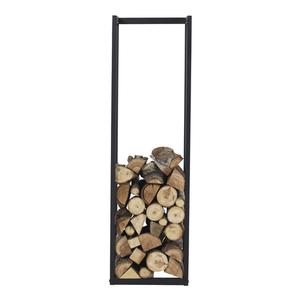 Range-bûches Tanum en acier 35 x 35 x 120 cm noir [en.casa]