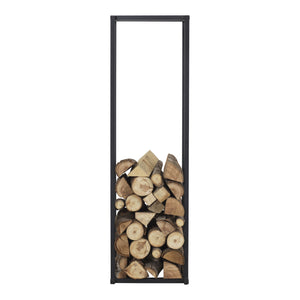 Étagère à bûches Tibro en acier 35x35x120 cm Noir [en.casa]