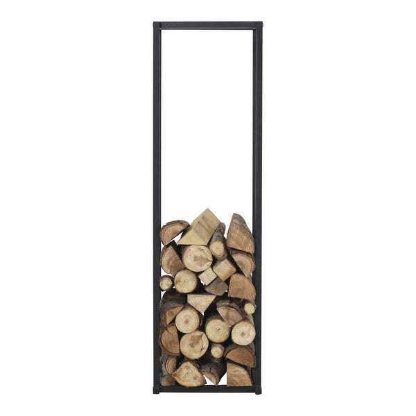 Étagère à bûches Tibro en acier 35x35x120 cm Noir [en.casa]