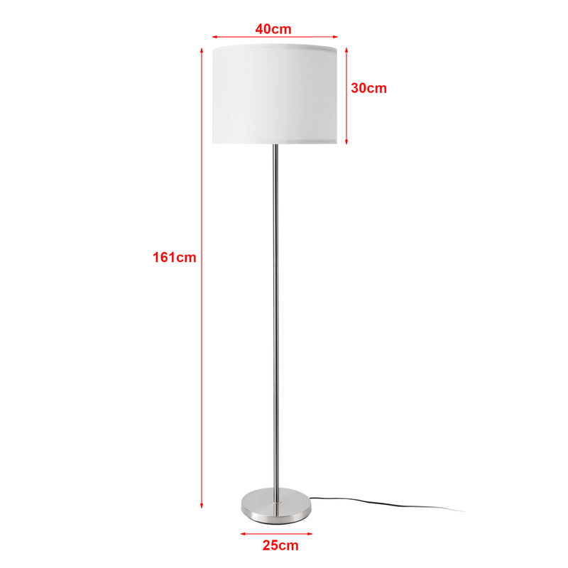 Croquis coté Lampadaire Tamworth E27 hauteur 161 cm argent blanc [lux.pro]