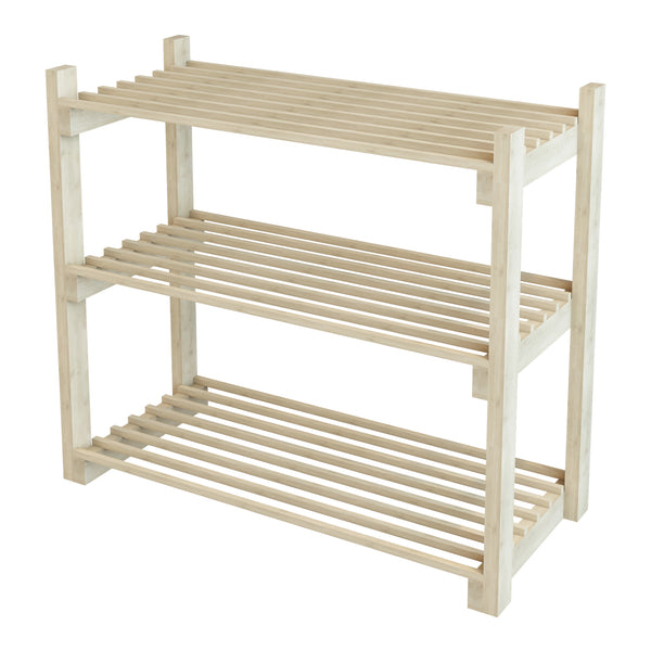 Étagère à chaussures Them avec 3 étagères en pin [en.casa]