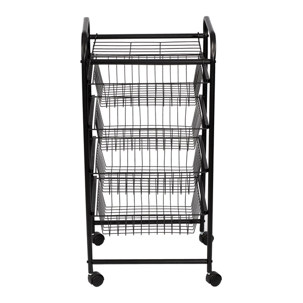 Chariot de cuisine roulant Rudbjerg 87 x 41 x 31,5 cm avec 4 paniers noir [en.casa]