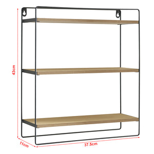 Étagère murale Skovbo à 3 niveaux 43 x 37,5 x 11 cm noir effet bois [en.casa]