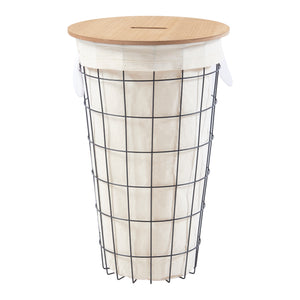 Panier à linge Skive avec sac à linge 40 L Métal Noir [en.casa]