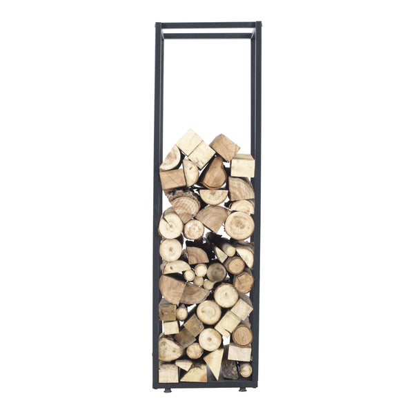 Étagère à bûches Tornved en acier 35x35x120 cm Noir [en.casa]