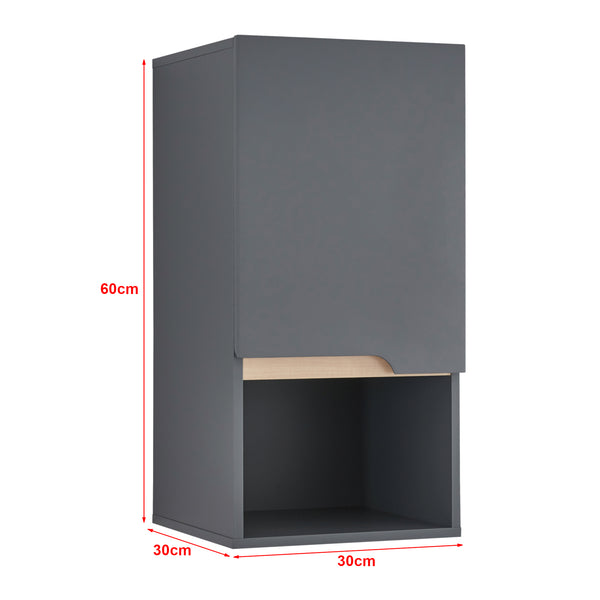 Armoire murale de salle de bain Bergkamen 60 x 30 x 30 cm gris effet bois [en.casa]