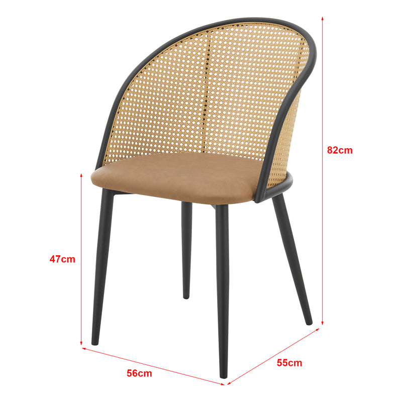Croquis coté Lot de 2 chaises de salle à manger Gagnef 82 x 56 x 55 cm marron [en.casa]