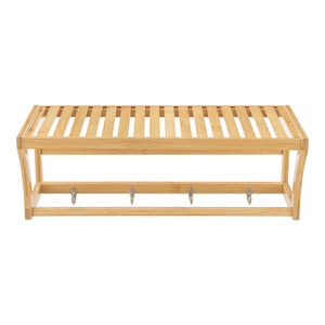 Étagère murale avec crochets Langeland bambou 20,5 x 59,5 x 25,5 cm naturel [en.casa]