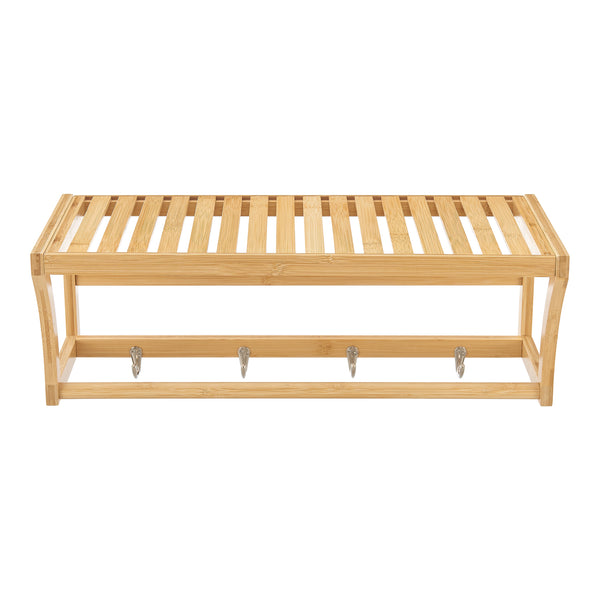 Étagère murale avec crochets Langeland bambou 20,5 x 59,5 x 25,5 cm naturel [en.casa]