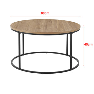Table basse Kuhmoinen ronde diamètre 80 cm noir et effet bois [en.casa]