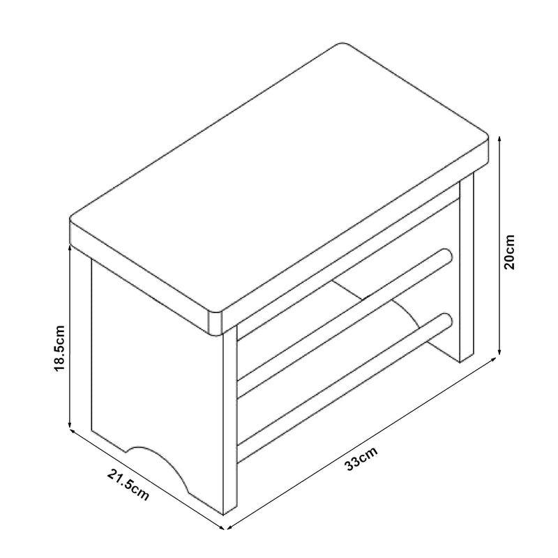 Croquis coté Marchepied Ryslinge bambou 33 x 22 x 20 cm naturel [en.casa]