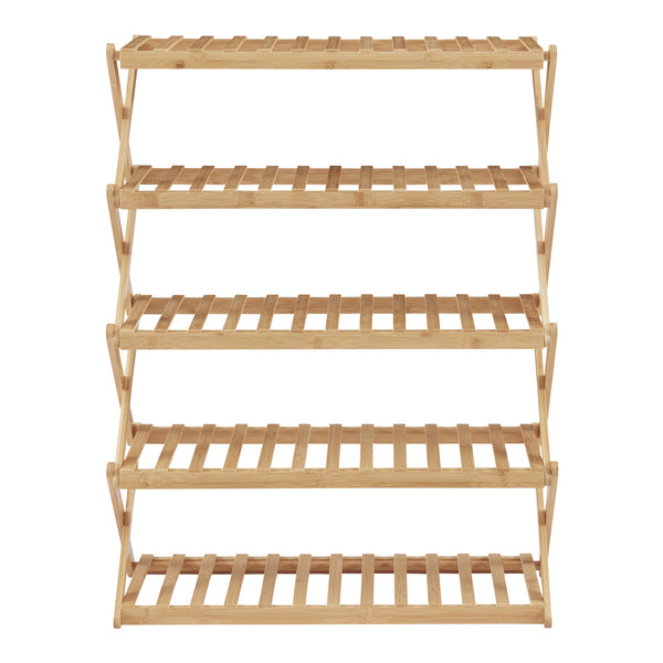 Étagère à chaussures pliable Fitzbek bambou 89 x 67 x 26 cm naturel [en.casa]