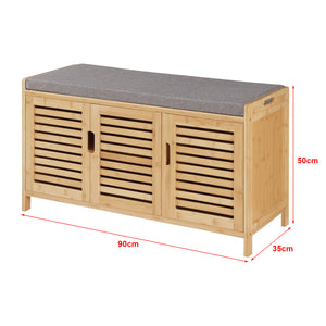 Armoire à chaussures Selk avec assise en bambou [en.casa]