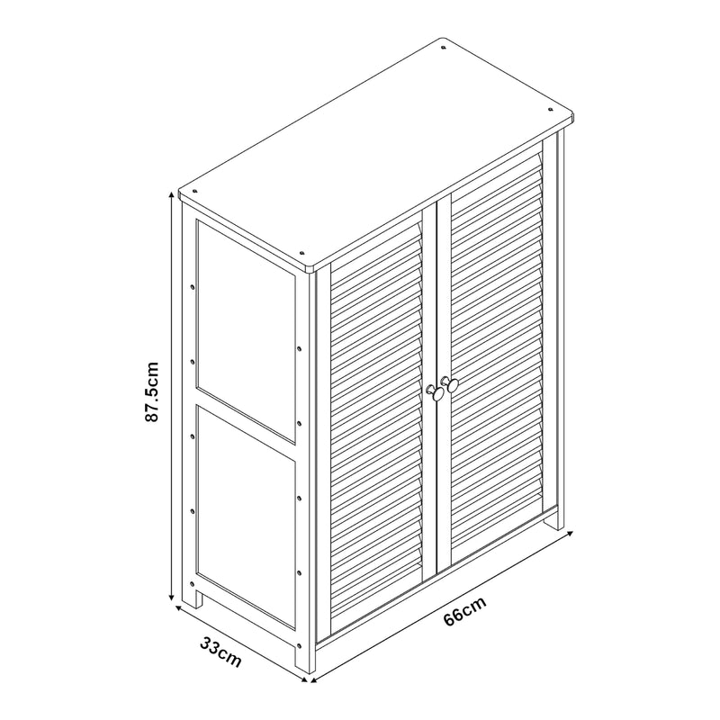 Croquis coté Armoire à chausures Klamp bambou 88 x 66 x 33 cm naturel [en.casa]