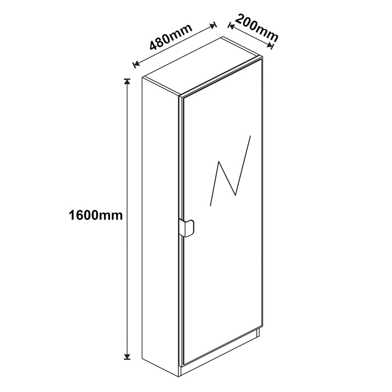 Croquis coté Armoire à chaussures Meura 160 x 48 x 20 cm blanc [en.casa]