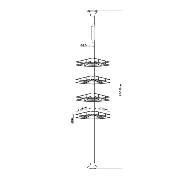 Étagère de douche télescopique Haapavesi acier inoxydable 90 - 300 cm chrome [neu.haus]