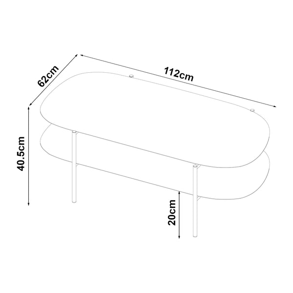 Table basse Enebakk 112x62x40,5cm Noir, mat [en.casa]