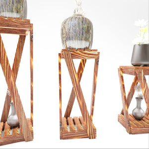 Set de 3 tables d'appoint Muonio bois de pin 40 - 60 x 22 x 22 cm bois foncé [en.casa]
