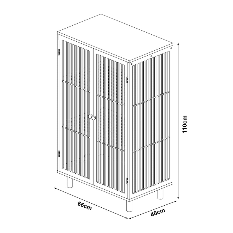 Croquis coté Armoire basse Grong bambou 110 x 66 x 40 cm naturel [en.casa]