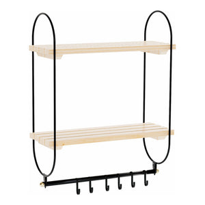 Étagère murale Pielavesi avec 6 crochets Noir/Nature [en.casa]