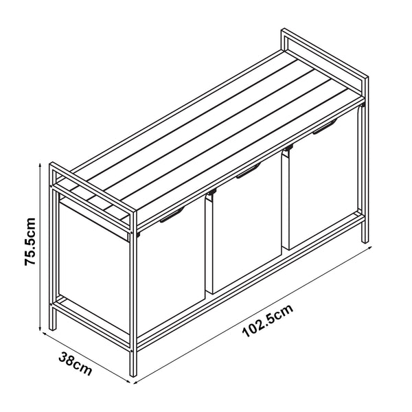Collecteur de linge Saltvik avec 3 paniers à linge Noir [en.casa]