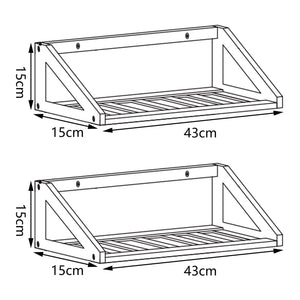 Ensemble d'étagères murales Gjerdrum lot de 2 43x15x15cm Bambou [en.casa]