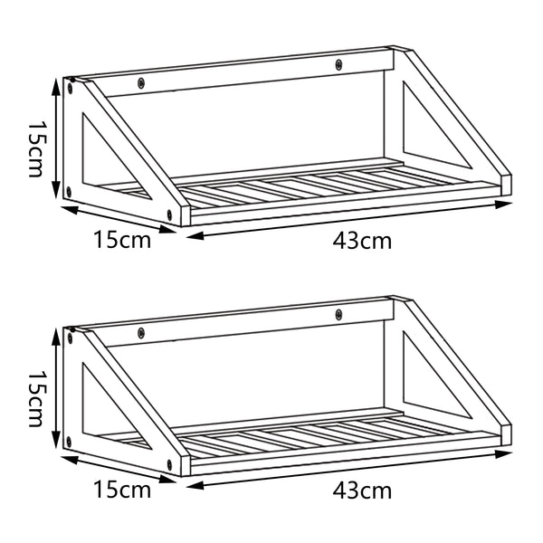 Ensemble d'étagères murales Gjerdrum lot de 2 43x15x15cm Bambou [en.casa]