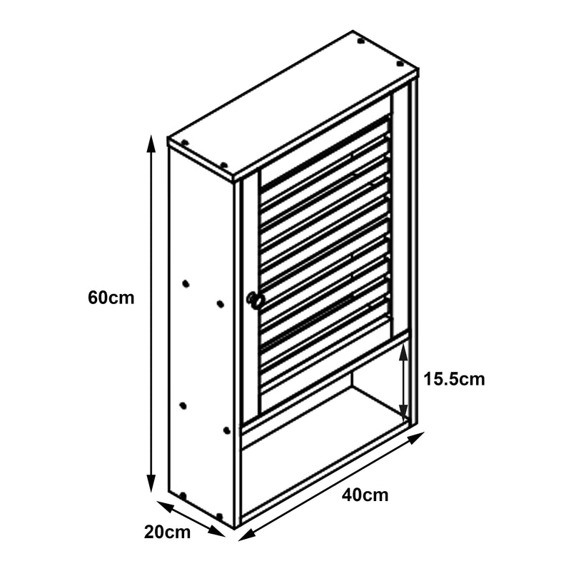 Croquis coté Armoire murale de salle de bain Gjesdal bambou 60 x 40 x 20 cm naturel [en.casa]