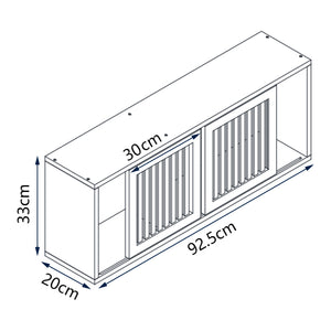 Étagère murale Grums avec 2 portes coulissantes bambou 93 x 20 x 33 cm naturel [en.casa]