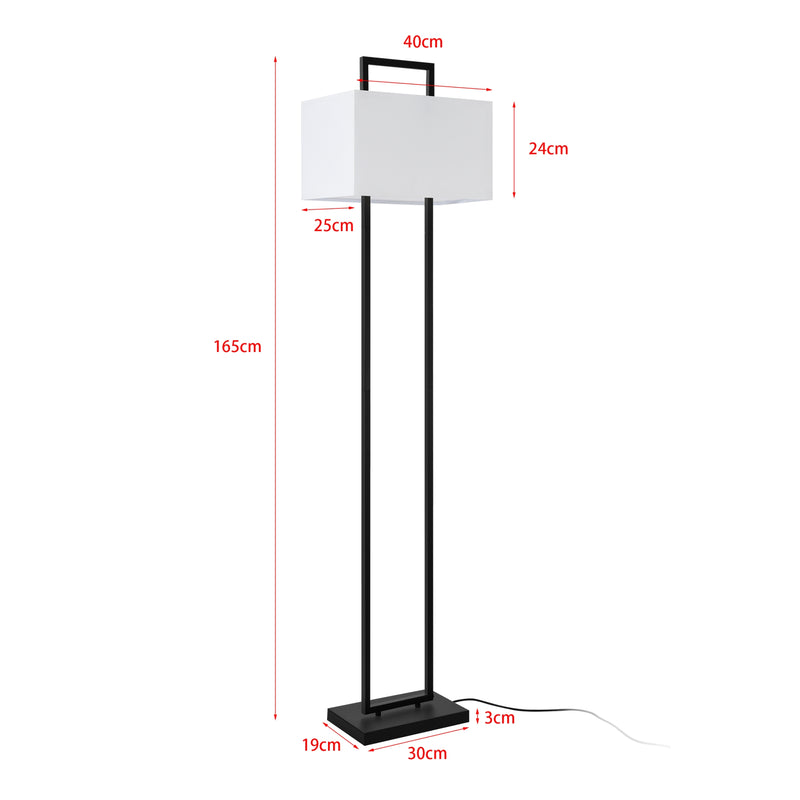 Croquis coté Lampadaire Sigdal avec douille E27 métal polyester hauteur 165 cm noir blanc lux.pro