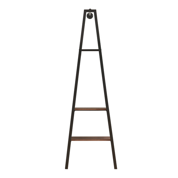 Porte-manteau mural Bjørnafjorden acier noir / aspect noyer [en.casa]