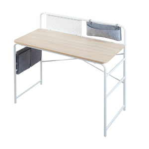 Bureau Dyrøy 98x98x46cm Blanc/Chêne [en.casa]