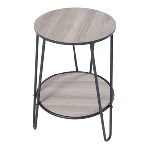 Table d'appoint Ylöjärvi avec 2 étagères Noir/Aspect chêne [en.casa]