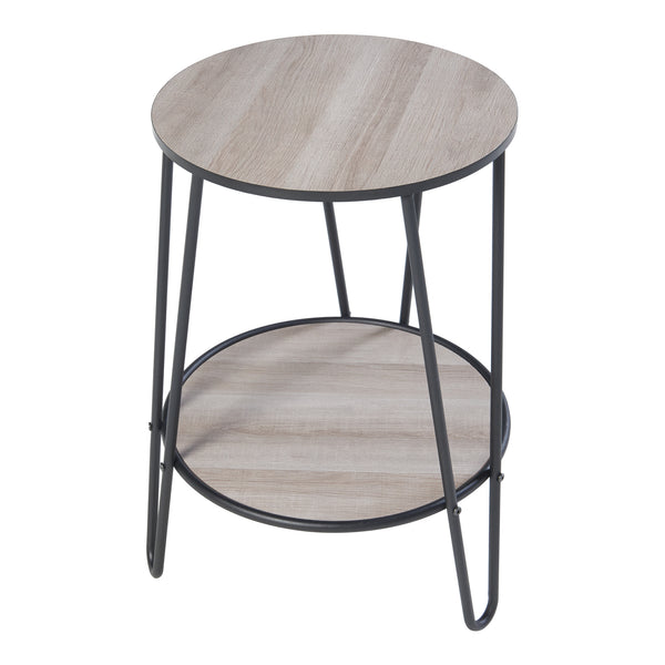 Table d'appoint Ylöjärvi avec 2 étagères Noir/Aspect chêne [en.casa]