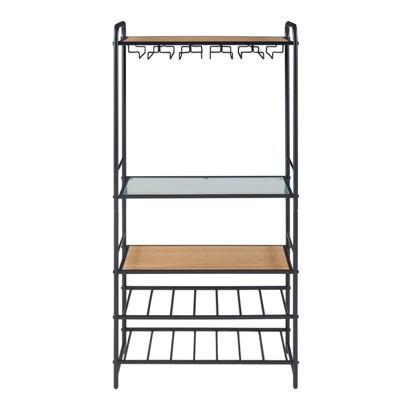 Étagère à vin Hustadvika 120x61x33cm Noir/Chêne [en.casa]