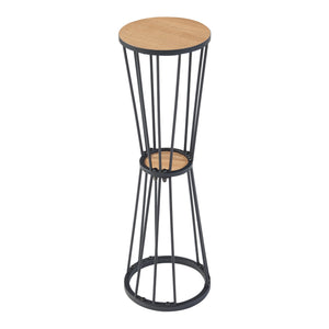 Étagère à plantes Fossbergom à 2 niveaux métal MDF 62 x 20 cm noir effet chêne [en.casa]