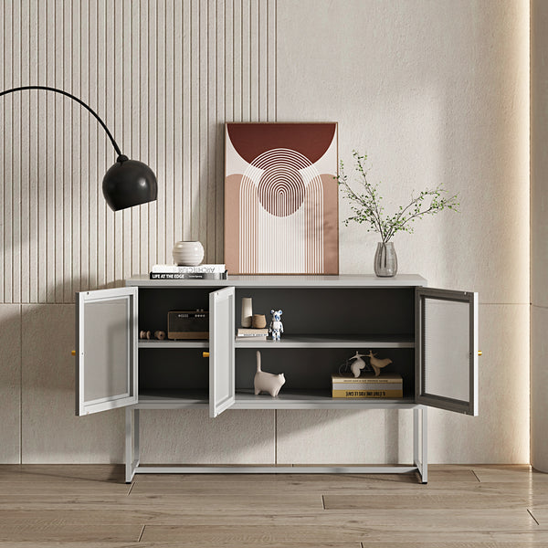 Buffet Sund avec 3 portes Acier Gris [en.casa]