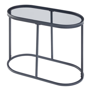 Table d'appoint Luleå avec plateau en verre Noir [en.casa]