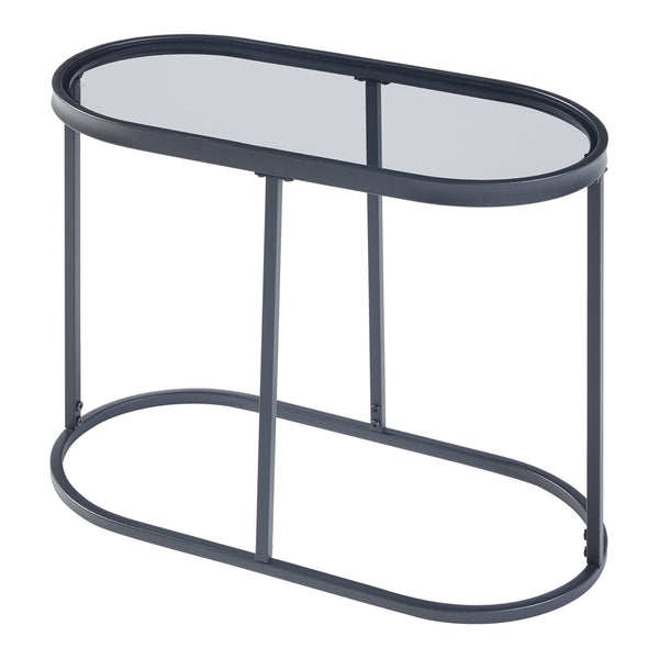 Table d'appoint Luleå avec plateau en verre Noir [en.casa]