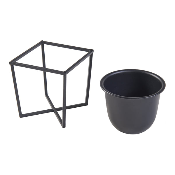Set de 2 porte-plantes de tailles variées Nordmaling métal noir [en.casa]
