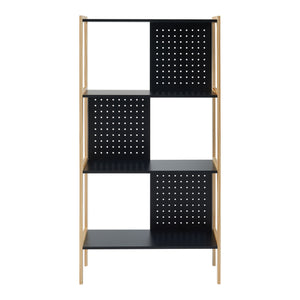 Bibliothèque Dønna à 3 niveaux MDF 120 x 63 x 28 cm noir effet bois [en.casa]