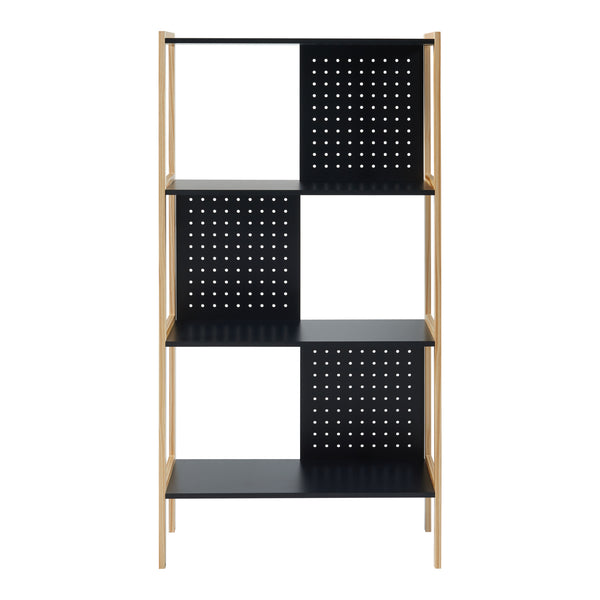 Bibliothèque Dønna à 3 niveaux MDF 120 x 63 x 28 cm noir effet bois [en.casa]
