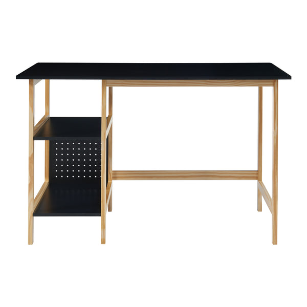 Bureau Dønna avec 2 étagères 120 x 60 x 75 cm noir effet bois [en.casa]