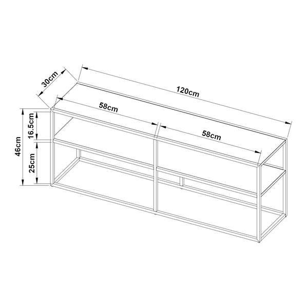 Table TV Solund 120x30x46cm Noir [en.casa]