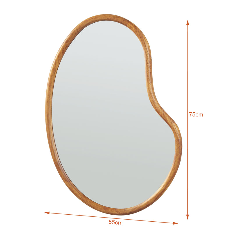 Croquis coté Miroir mural Jokioinen bois de paulownia MDF 75 x 55 cm effet chêne [en.casa]