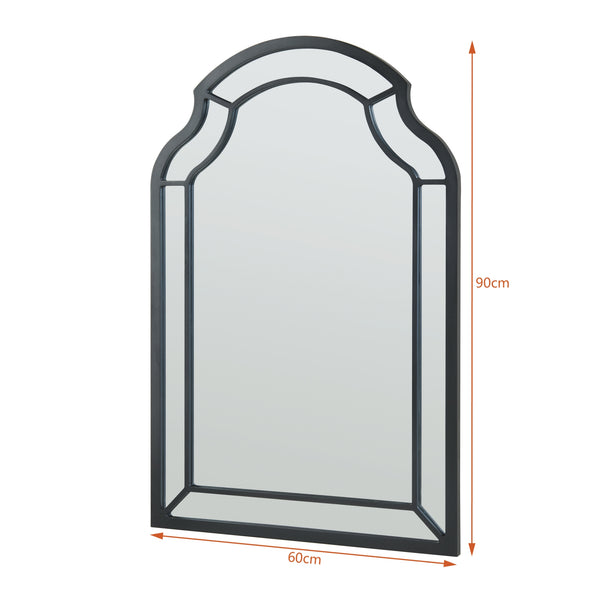 Miroir mural Puolanka MDF 90 x 60 cm noir [en.casa]