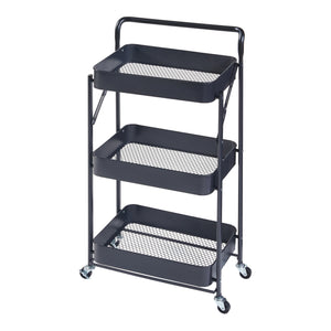 Chariot roulant Vörå à 3 niveaux 88x45x30cm Noir [en.casa]