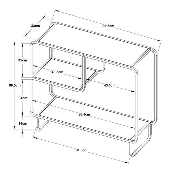 Console Færder Métal 92x33x81 cm Noir [en.casa]